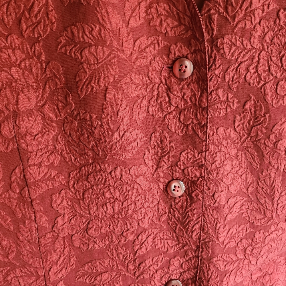 Vintage Red Floral Jacquard Victorian Vest | Denim Republic Large - Picture 7 of 12